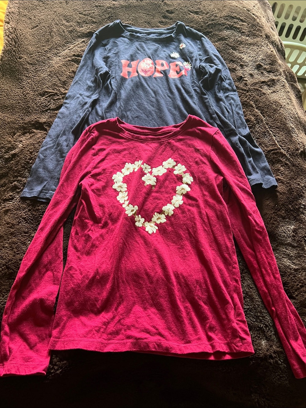 GAP Pink Floral Heart Long-Sleeve Tee with Navy "HOPE" Long Sleeve